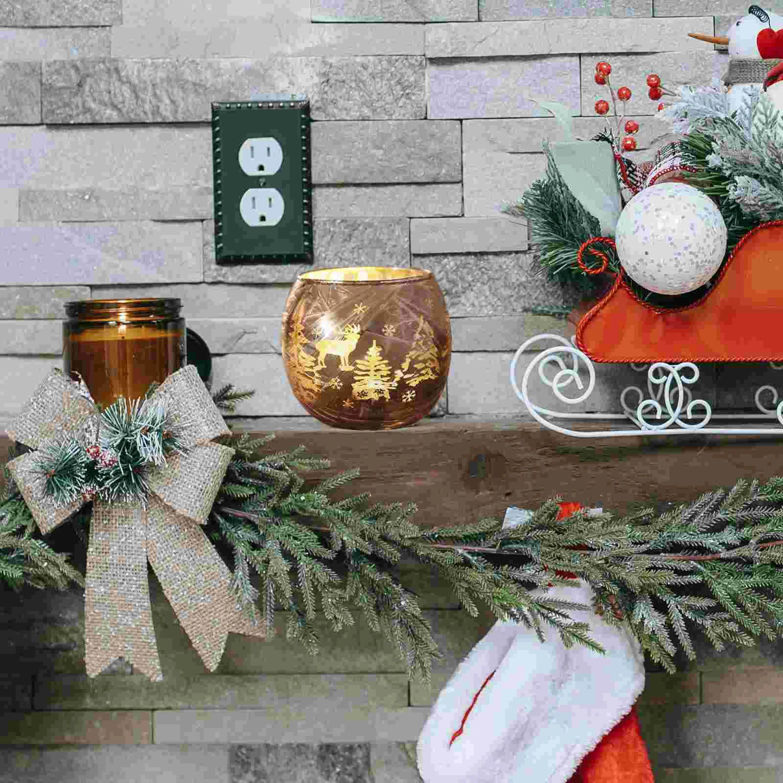 

Candleglass Holder Candlestick Christmas Adorn Candleholder Desktop Table Tealight Holders Decorative Decor Cup Party