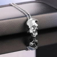 personality car ornaments half skull ornaments car decoration vintage plated alloy skeleton pendant retro trendy gothic jewelry