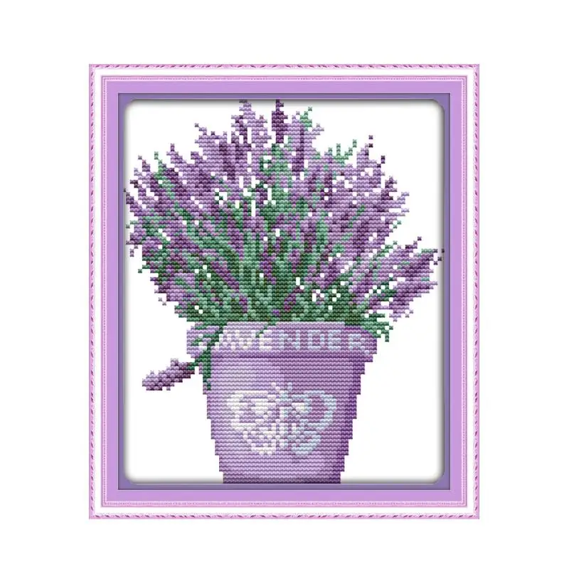 Лаванда растения цветок картины декор считает печать на ткани DMC 14CT 11CT DIY Вышивка