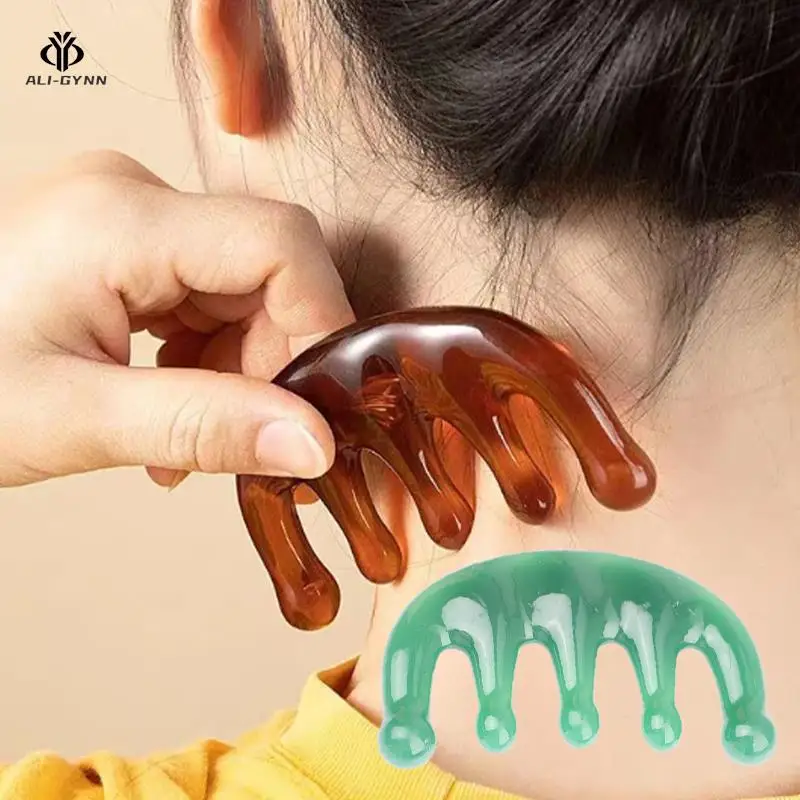 

Body Meridian Massage Comb Head Face Scalp Gua Sha Massager Facial Resin Wide Tooth Guasha Scraping Therapy Blood Body Massage