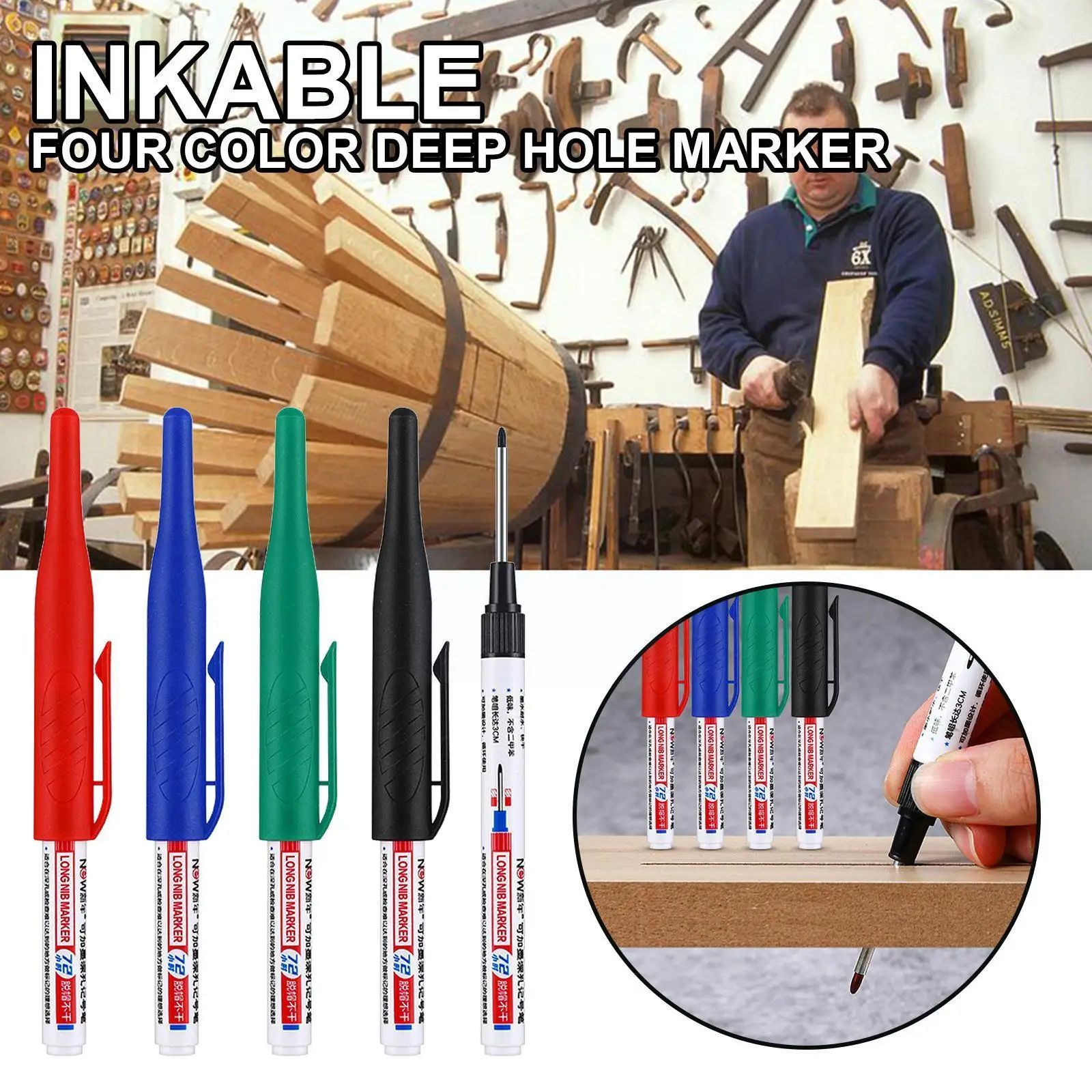 

Механические маркеры с глубоким отверстием, фломастеры с длинным наконечником для глубокого отверстия, красочные плотничные ручки для дер...