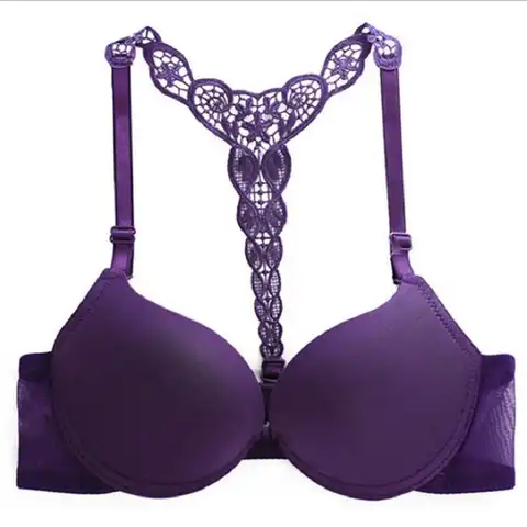 Sexy Bra Type Y Embroidery Beautiful Back Seamless Front Buckle Gathering Push Up Women Bra Intimate Bralette Lingerie Lady