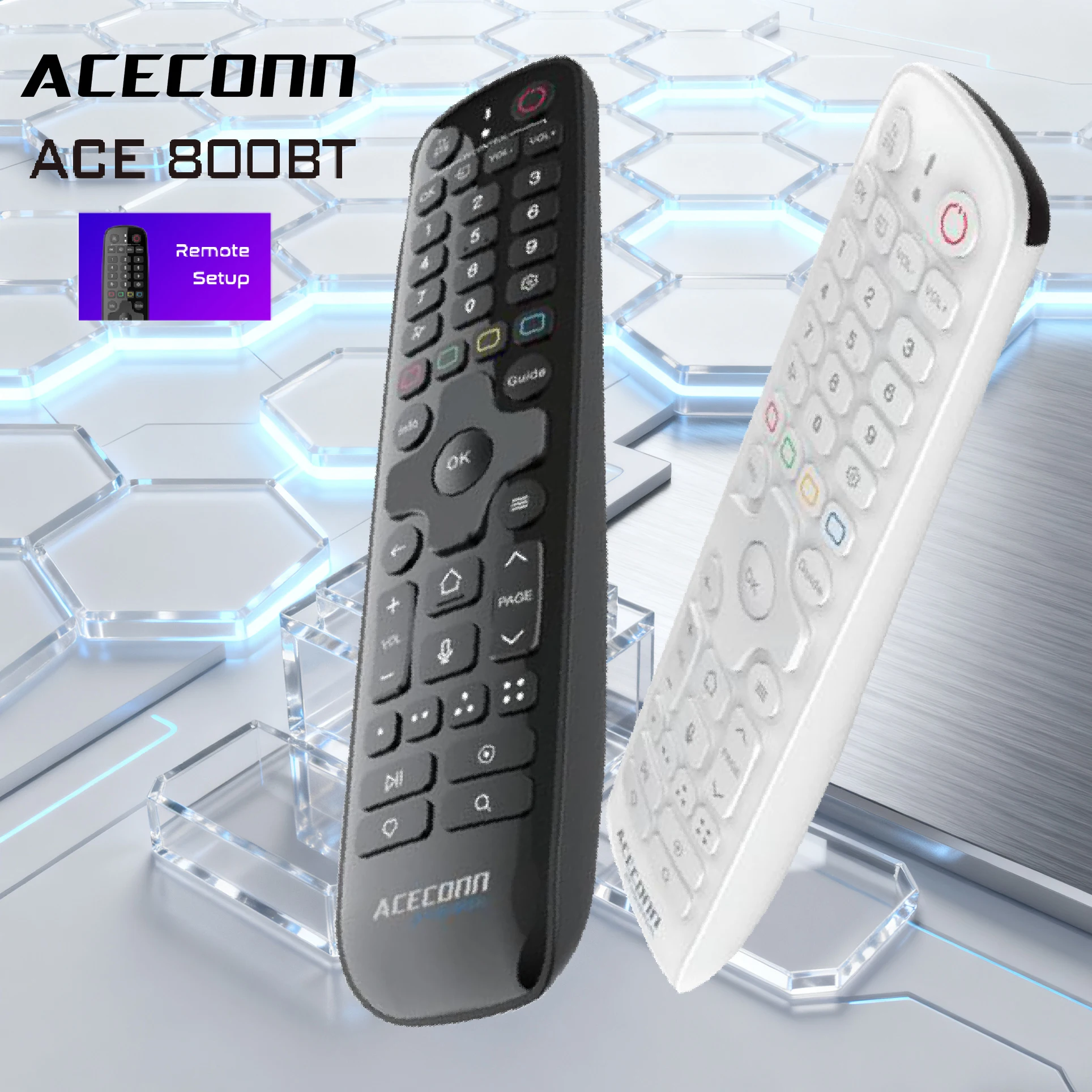 Фото Универсальный замененный пульт дистанционного управления ACE800BT (черный цвет) для ACECONN' IPTV TV Box Pi, TVPLUS Pro, Sword, Shield, Diamond, ACE11 №1