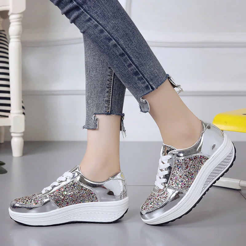 Women's Shoes Spring And Autumn New Children's Colorful Diamond Sequins Rocking Students' Casual Sports Shoes Zapatos De Mujeres