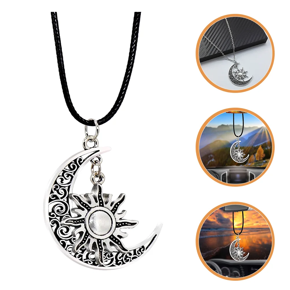 

Moon Sun Necklace Pendant Jewelry Moon Decor Car Rearview Mirror Gifts Hanging Accessories