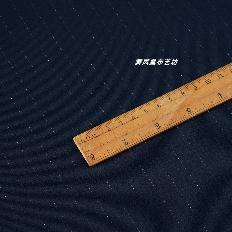 Фото Ткань для костюмов Navy Heavyweight Lurex с черными полосами, классическая, для весенне-летних курток, жилетов, брюк, юбок, аксессуары для шитья своими руками №4