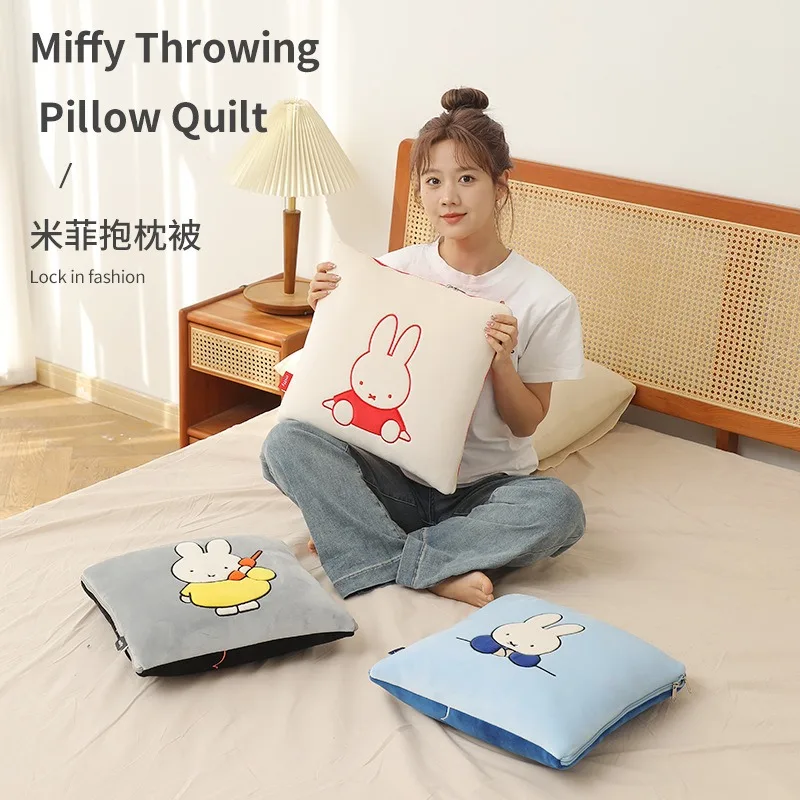 Подушка и одеяло Miffys, офисное одеяло с кондиционированием воздуха, мультяшное многофункциональное удобное плюшевое портативное одеяло для сна