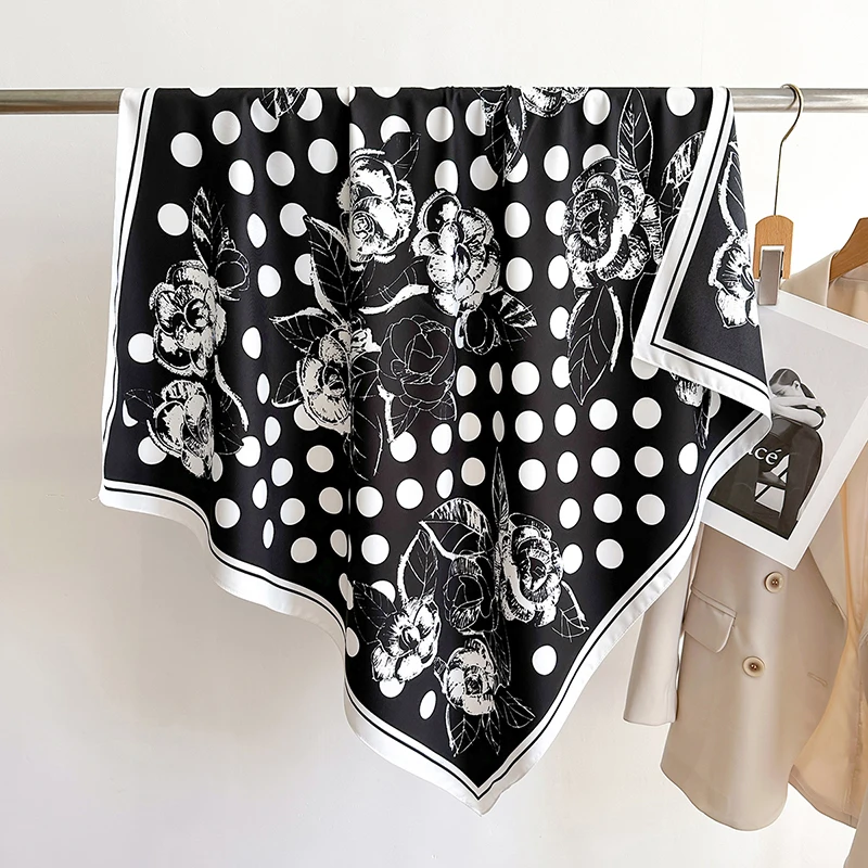 Квадратный шарф из шелкового твила для женщин роскошные шали и платки принт