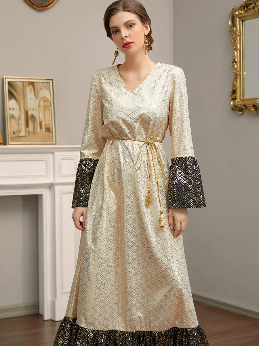 Женское длинное платье с рукавами-фонариками элегантное мусульманское