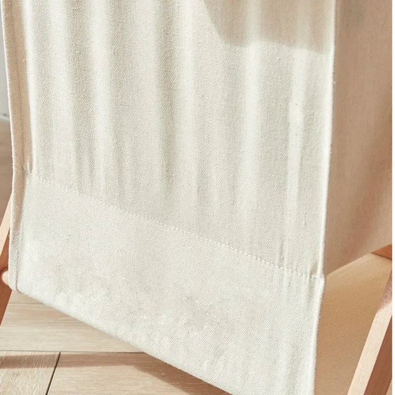 Дышащая льняная корзина для белья HighValue складная конструкция с рамой из бука