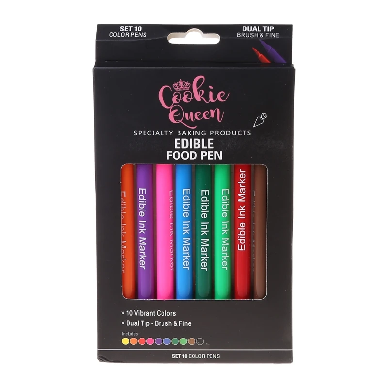 

10 Colors Edible Ink Markers for Cookies Epoxy Resin Design Food Coloring Markers Resin Fine Tip Drawing Pens Craft Tool L21E