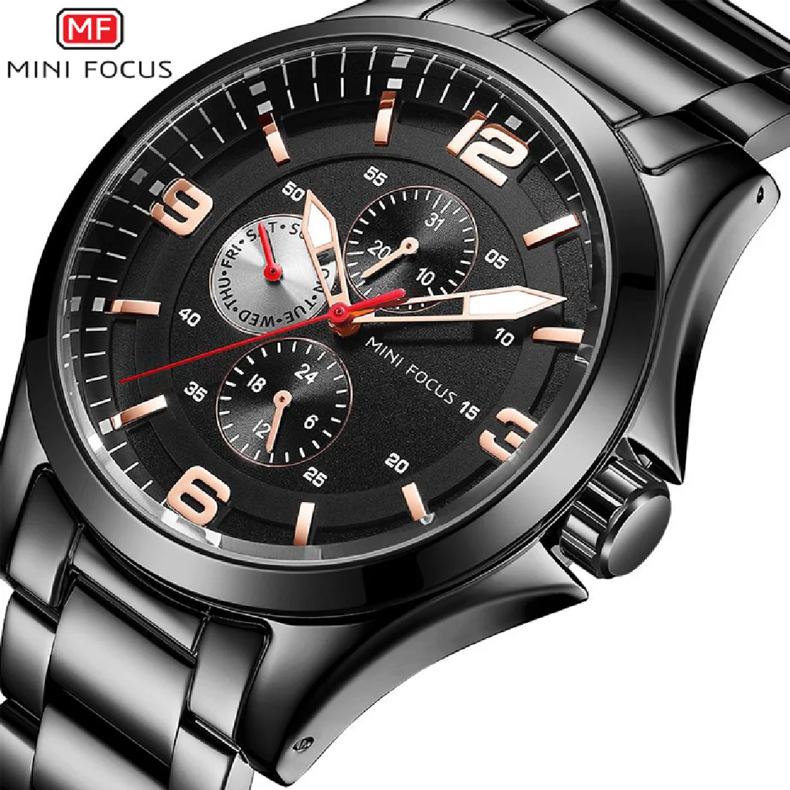 

Mens Watches MINI FOCUS Top Brand Luxury Business Quartz Watch Men Sports Fashion Full Steel Watch Black Clock Relogio Masculino