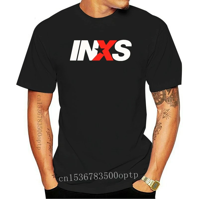 

Camiseta con logotipo de la banda INXS para hombre, camisa blanca y negra con música, talla estadounidense GP1, novedad de 2021