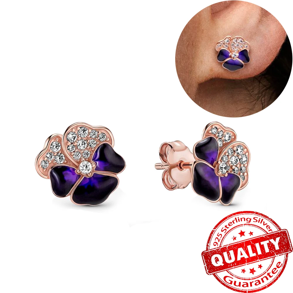 

Женские серьги-гвоздики из серебра 925 пробы, цвета розового золота