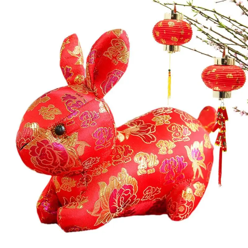 

Chinese Rabbit Plush 2023 Chinese New Year Zodiac Bunny Plush Spring Festival Party Favors Home Decorations Huggable Throw
