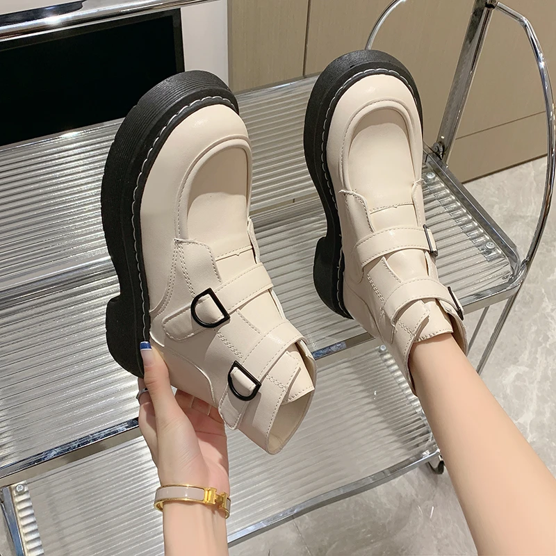 

Женские ботинки осенние ботинки-Женская обувь с круглым носком зимняя обувь 2022 Дамская обувь на среднем каблуке Лолита рок резиновая обувь ...