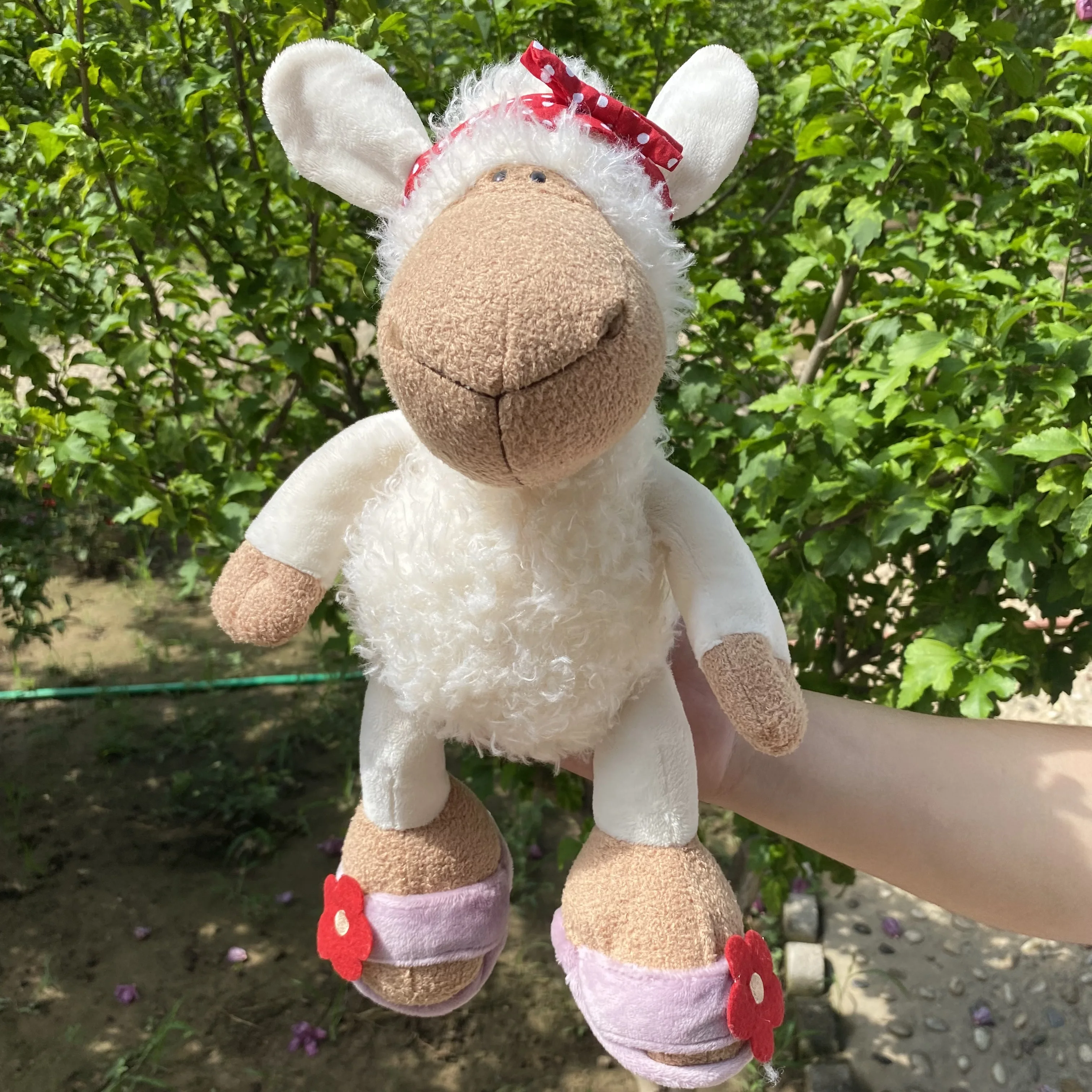 

kerchief Pink Bow Decor Sheep Toy Cute Classic Girly Sweet Heart Lamb Decor Doll toys for Girl's Bedroom Desk Gift for Kids