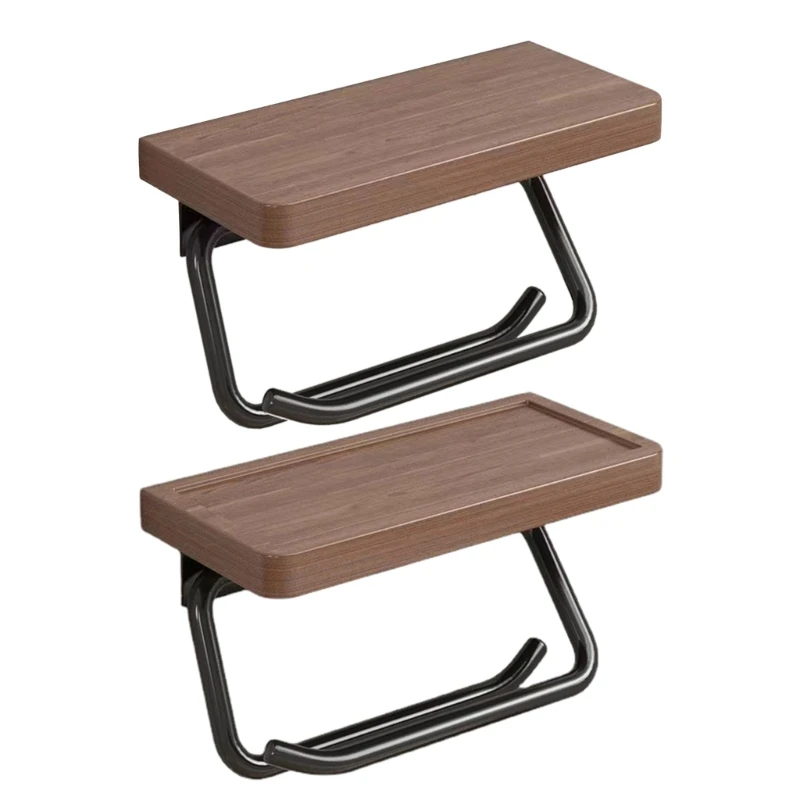 

Toilet Paper Roll Holder with Wood Tray Farmhouse Single Roll Tissue Holder Drop Shipping