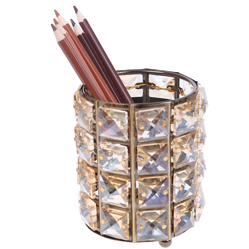 

Desktop Organizer Pen Holder Creative Multifunctional 4Grid Makeup Storage Box School Office Supplies Stationery Crystal Pen Box