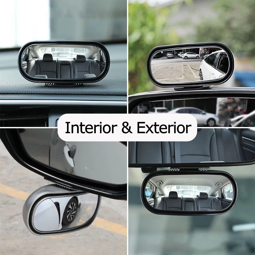 

Side-View Mirror 360° Wide Angle Blind Spot Mirror Side View Mirror 4.92x1.97 Inch ABS + Glass Black Silver White