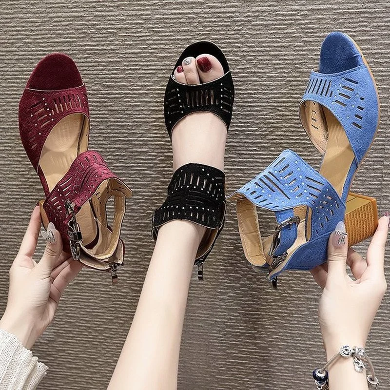 Women Sandals High Heel Gladiator Buckle Strap Fashion Shoes Woman Sandalias Mujer 2022 Summer Ladies Sandals Plus Size 35-43