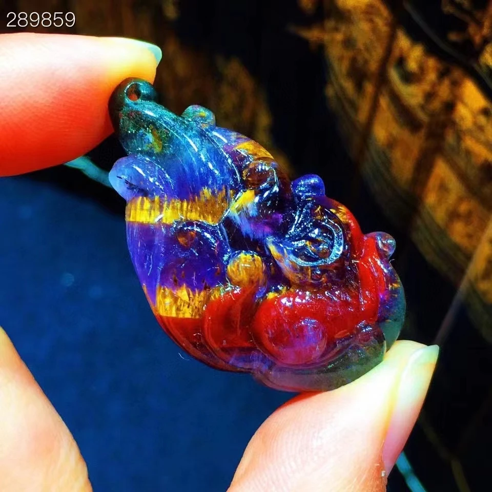 

Natural Cacoxenite Auralite 23 Red Fox Pendant 38.7x22x11mm Rutilated Bead Women Men Rare AAAAAA