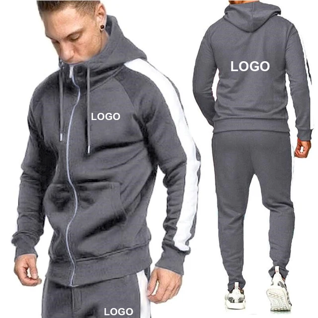 Custom Logo Men Tracksuit Brand Hoodies and Joggers Pants 2 Piece Set Running Sports Wear Hooded Streetwear Male SweatSuit