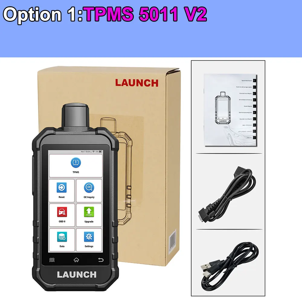 

2026 новый инструмент LAUNCH X431 5011 V2 TPMS OBD2 Wi-Fi активирует датчики 315/433 МГц Программирование давления в шинах с 12 сбросами против CRT5011E