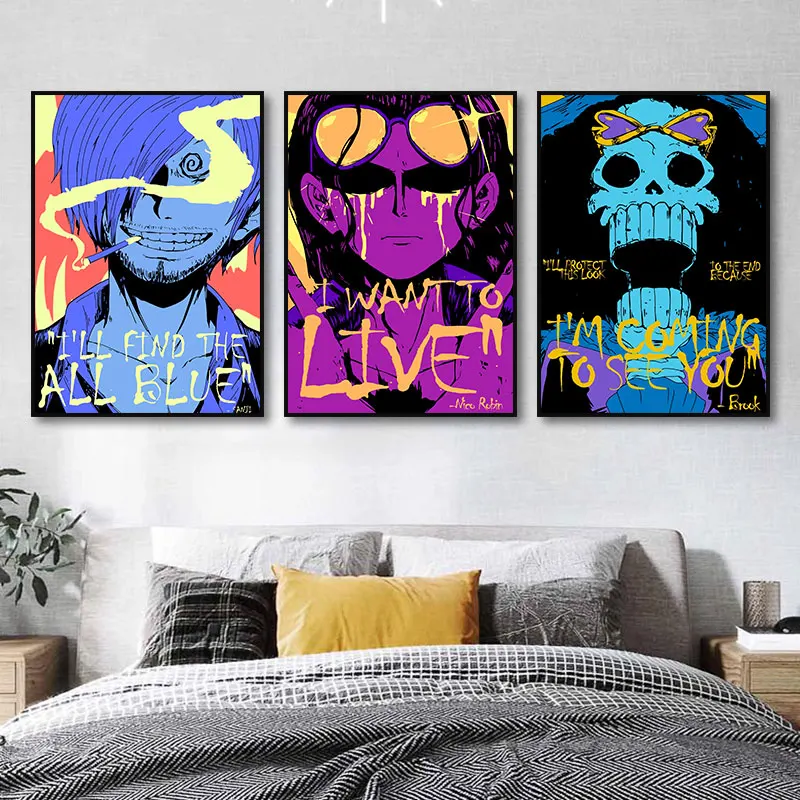 

Monkey D Luffy Roronoa Zoro New Canvas Painting One Piece Anime Figure WANTED HD Print Picture for Bedroom Christmas Decor Gifts