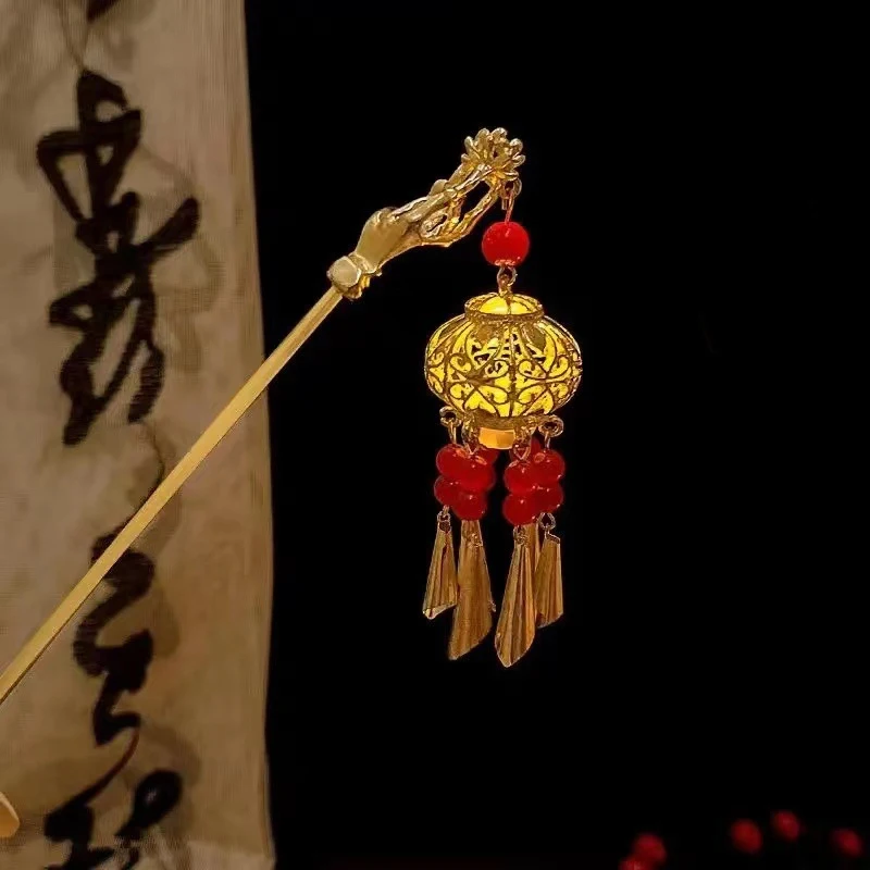 Китайский фонарь светодиодные палочки для волос светящиеся заколки девочек и