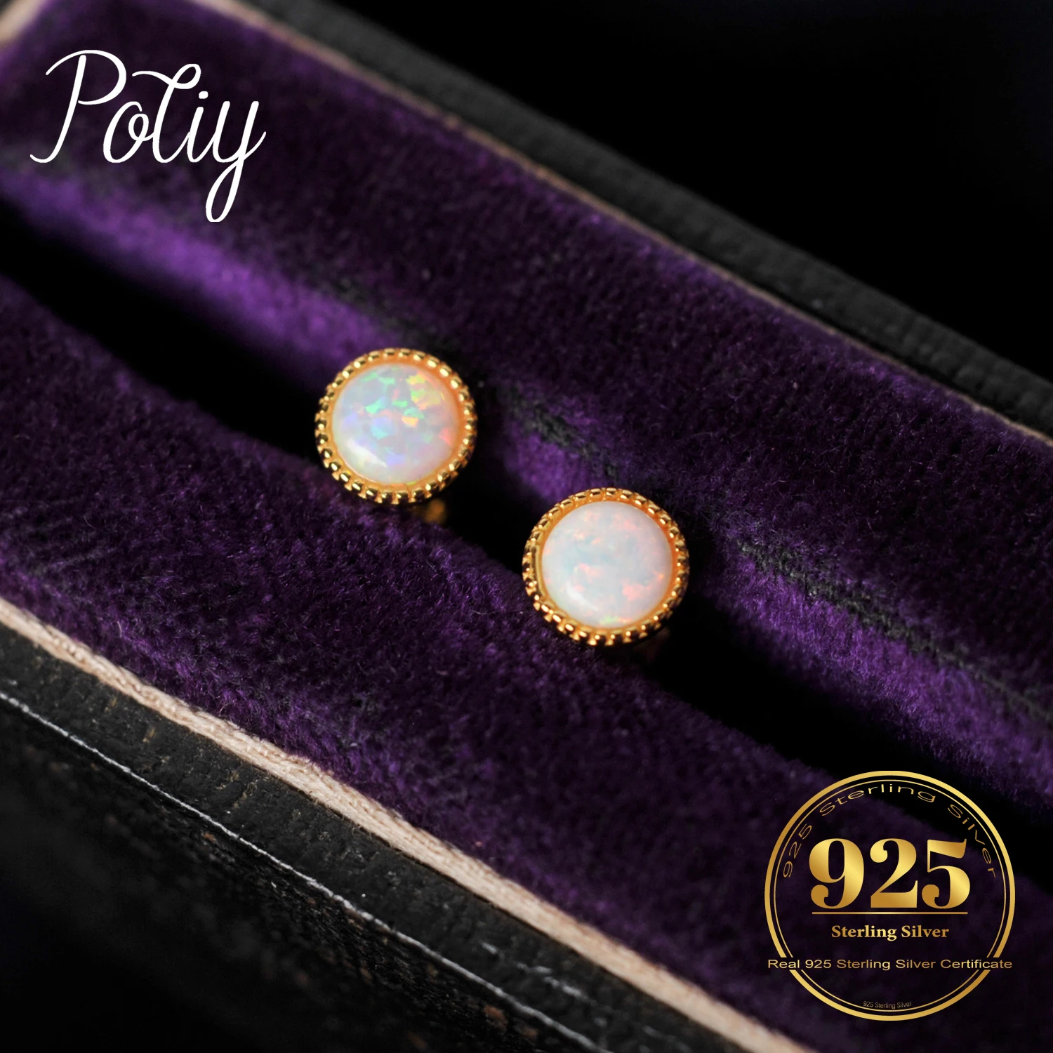 Женские серьги-гвоздики из серебра 925 пробы с опалом