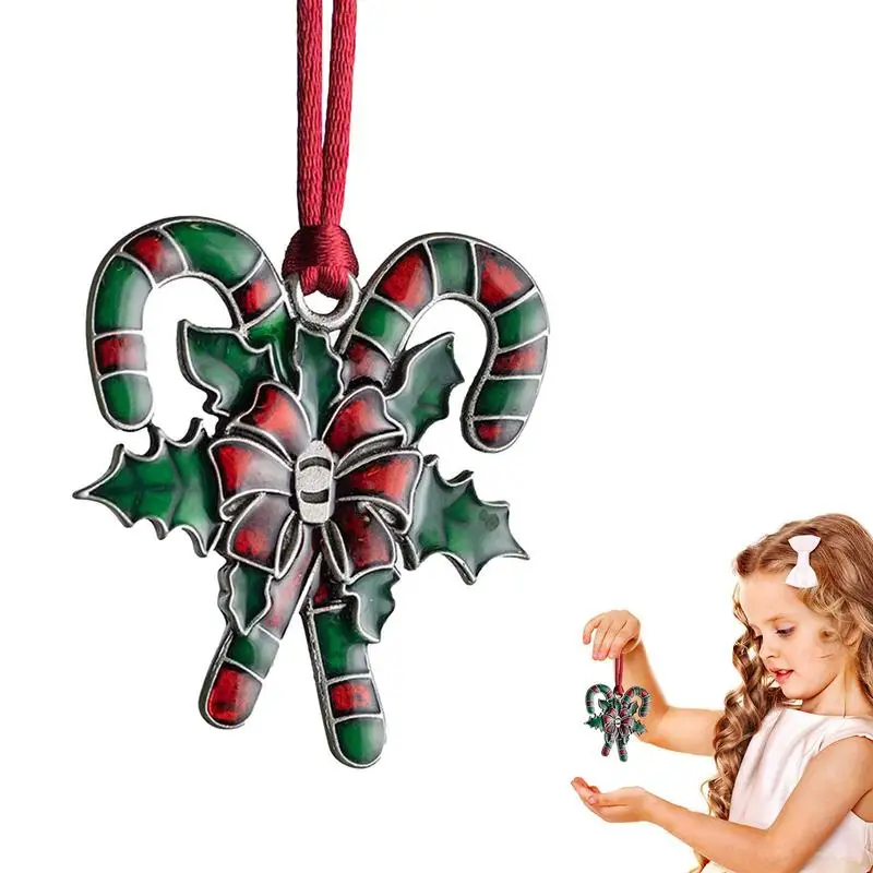 

Рождественские подвесные металлические украшения, Рождественская металлическая костыль, украшение для елки Санта-Клауса, металлическое украшение для елки с красной нитью