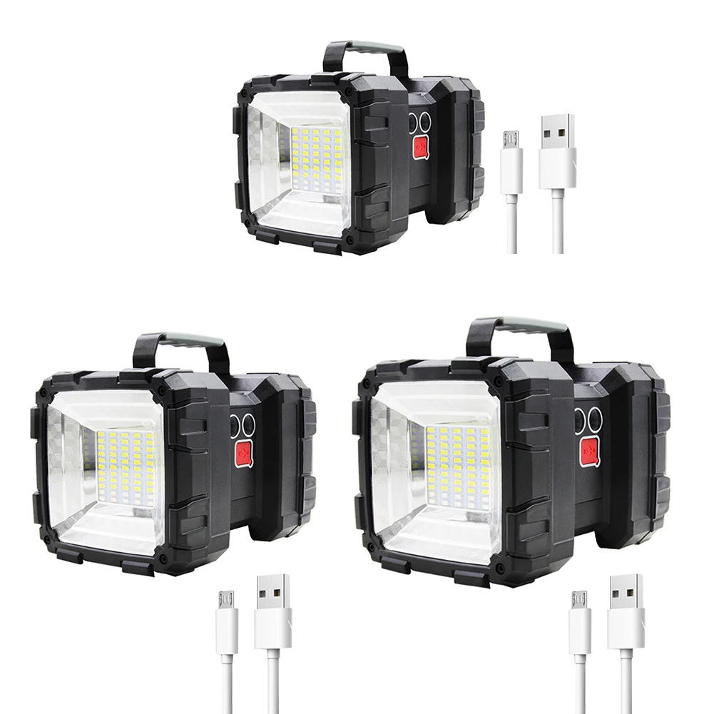 

Super Bright LED USB Rechargeable Double Head Searchlight Handheld Flashlight Work Spotlight Light for Camping Emergency