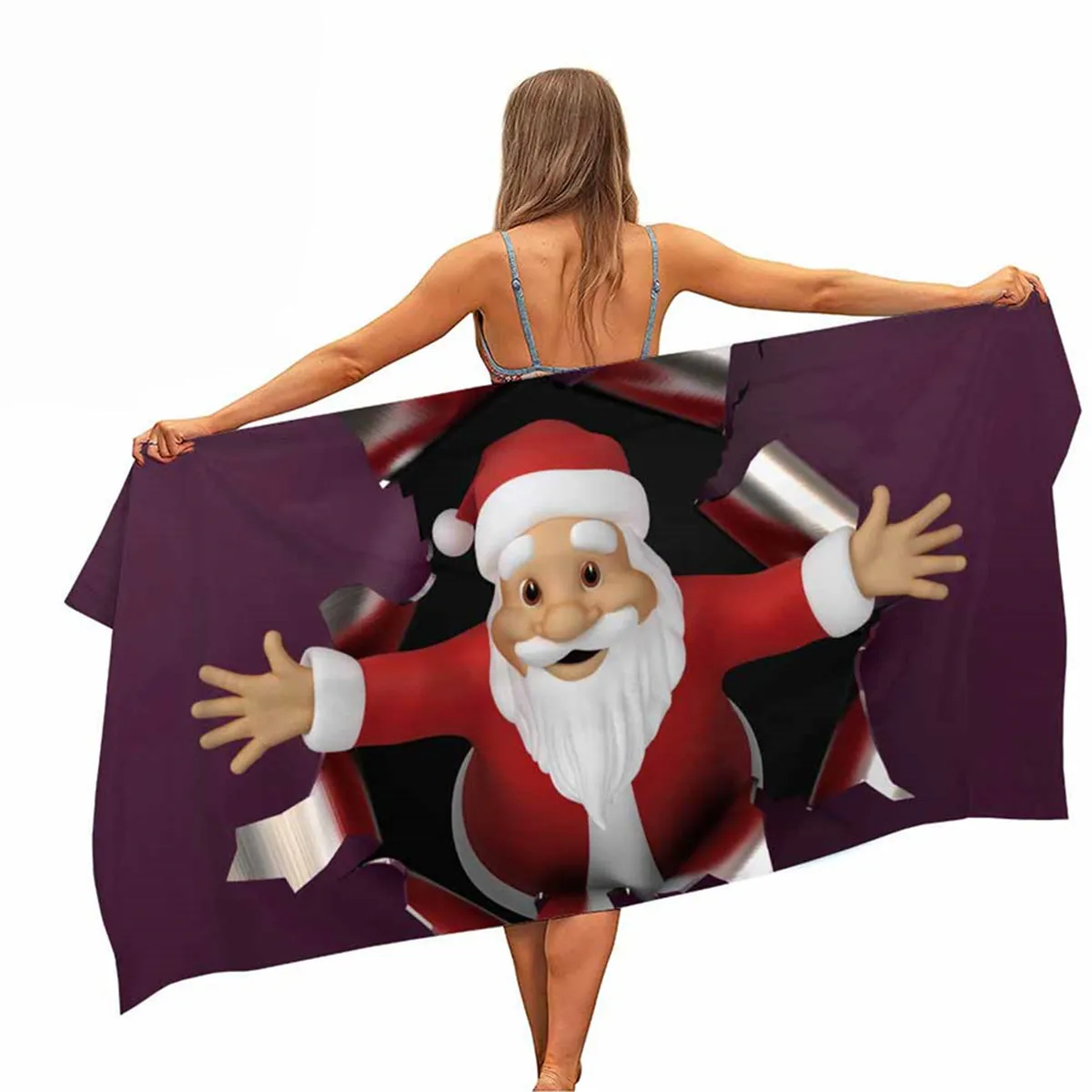 

Christmas Microfiber Pool Beach Towel Portable Quick Fast Dry Sand Outdoor Travel Swim Picnic Yoga Mat Home Decoration Women Kid