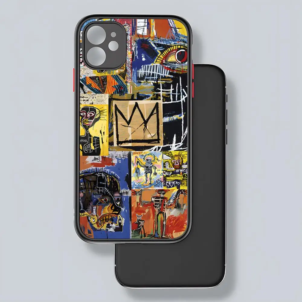 J-Jean-M-Michel B-BasquiatS Art Чехол для телефона с матовой прозрачной задней панелью iPhone 15 16