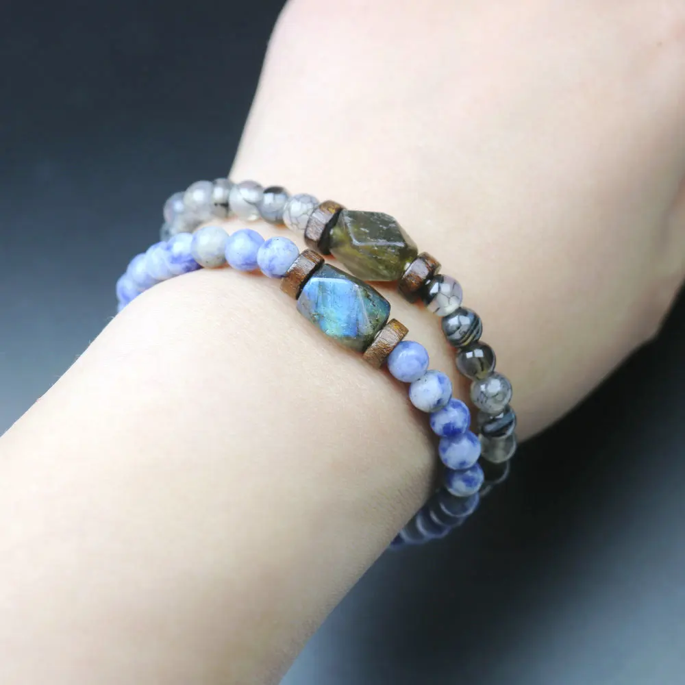 Браслет с бусинами из лунного камня для мужчин и женщин ювелирные изделия