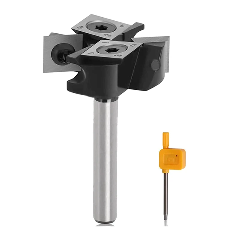 

CNC Spoilboard Surfacing Router Bit 1/4Inch Shank, Slab Flattening Router Bit, 2+2 Flutes Insert Carbide Wood Planer Bit