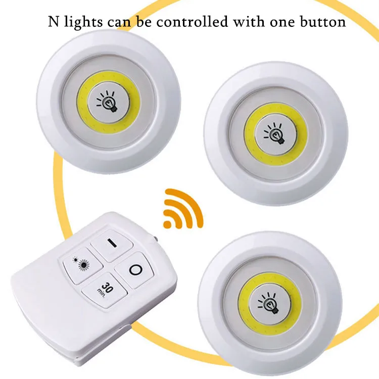 

Кнопочный выключатель для лампы под шкаф для дома, лестницы, кухни, ванной, Ночной светильник 3 Вт COB с регулируемой яркостью и дистанционным управлением, светильник для гардероба
