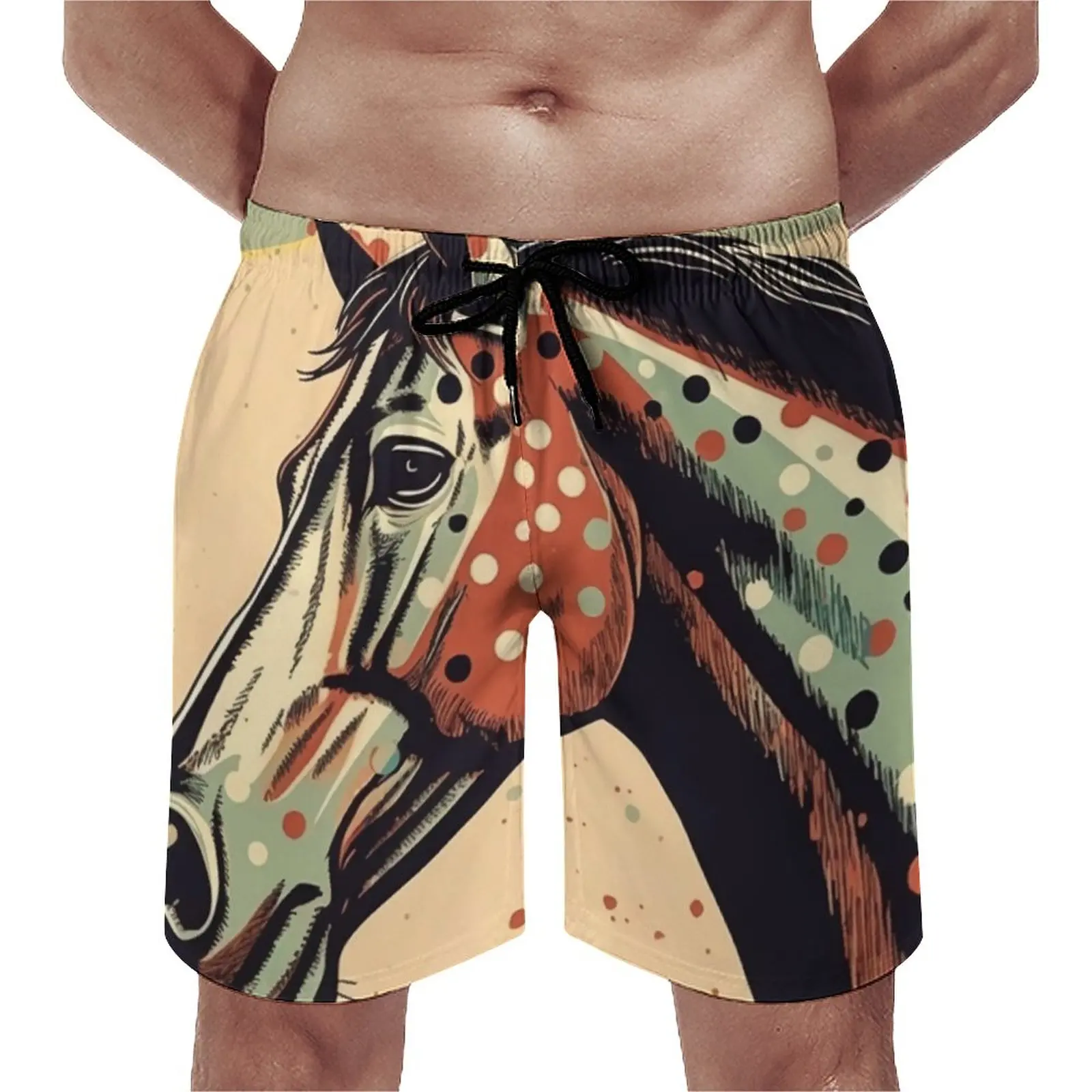 

Gym Shorts Horse Cute Hawaii Swimming Trunks Retro Multicolored Quick Drying Sports Fitness Hot Sale Plus Size Beach Short Pants
