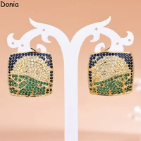donia jewelry european and american fashion square copper micro set zircon earrings set new luxury earrings ring gift