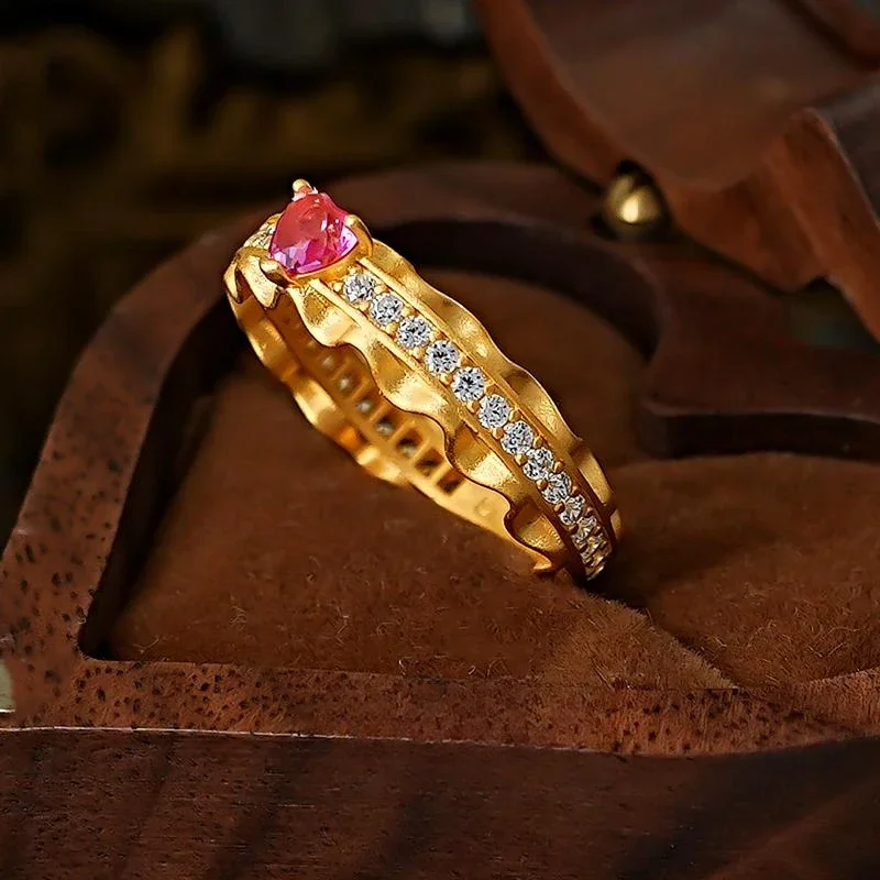 XUYUANFEN Преступная принцесса! Кольцо Freud Love с искусственным розовым турмалином