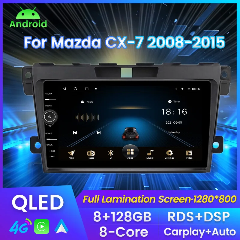 

Автомобильный мультимедийный плеер MLOVELIN «Все в одном» для Mazda CX-7 2008-2015 QLED Android 11 автомобильный радиоплеер Carplay Auto GPS RDS DSP 2din без dvd