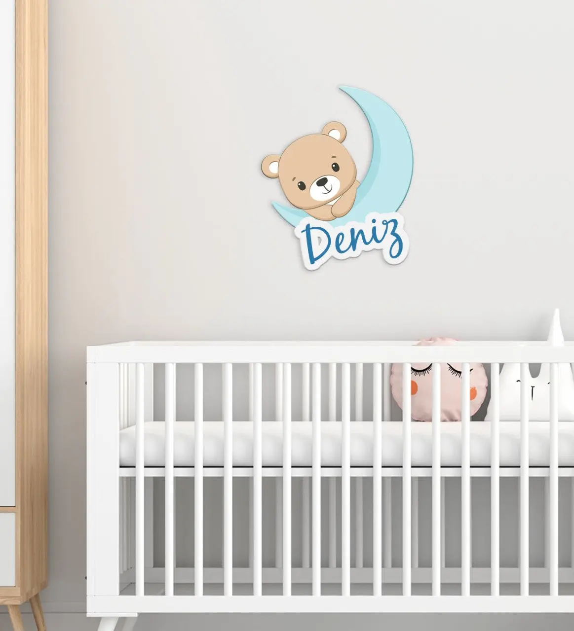 

Персонализированный милый Мишка Тедди, дизайн детской комнаты, деревянная стена, сюль-3