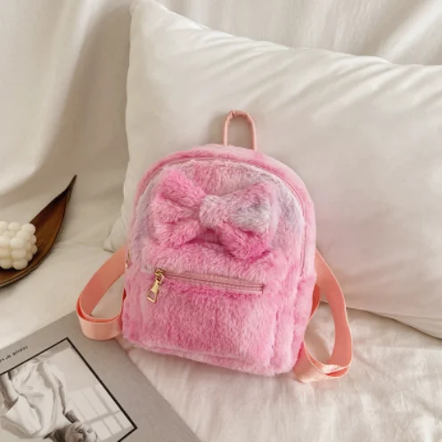 

Fashionable kids school bag 2022 autumn and winter mini plush personality girl shoulder bag travel cute backpack kawaii bag