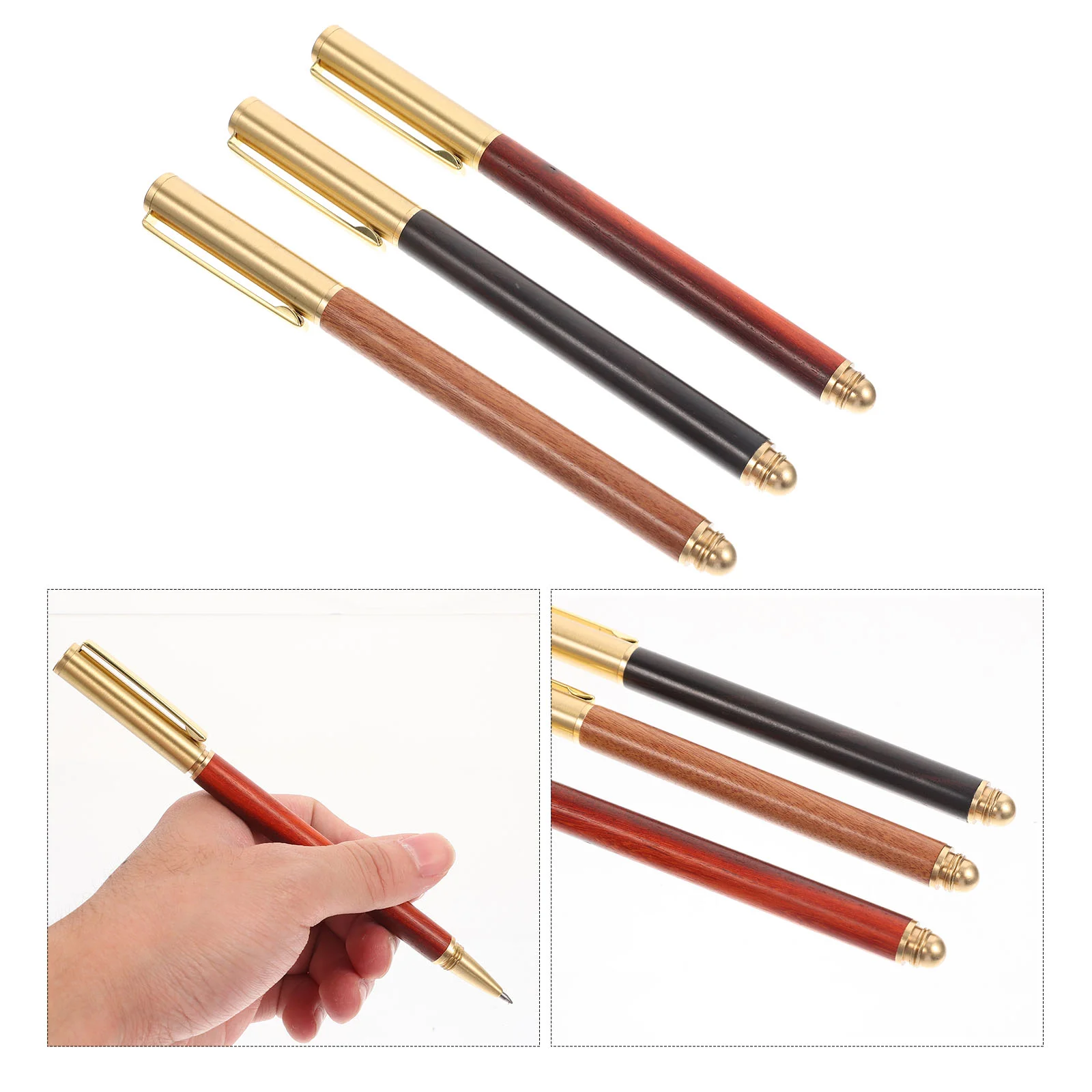 

3Pcs Office Gift Pen Fine Tip Pen Wooden Sign Pens Lovely Sign Pens Kids Writing Pen with Clip