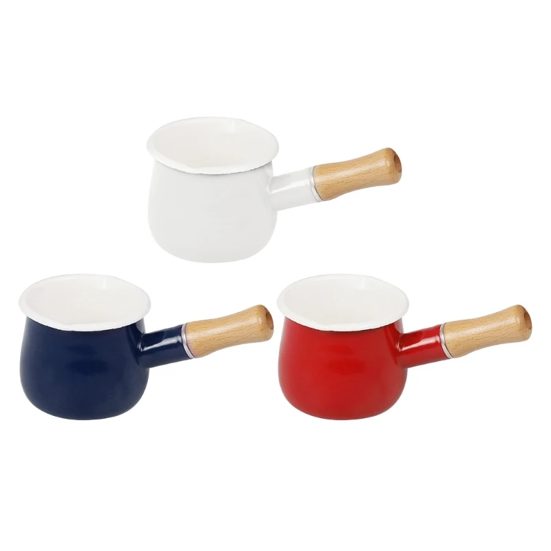 

Nonstick Sauce Pan Milk Pans Small Pots Enamel Material Sauce Pans Small Sauce Pot Ergonomic Long Handle for Kitchen Use