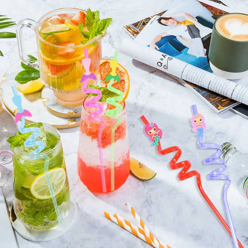 8 шт. одноразовые пластиковые соломинки в виде единорога |