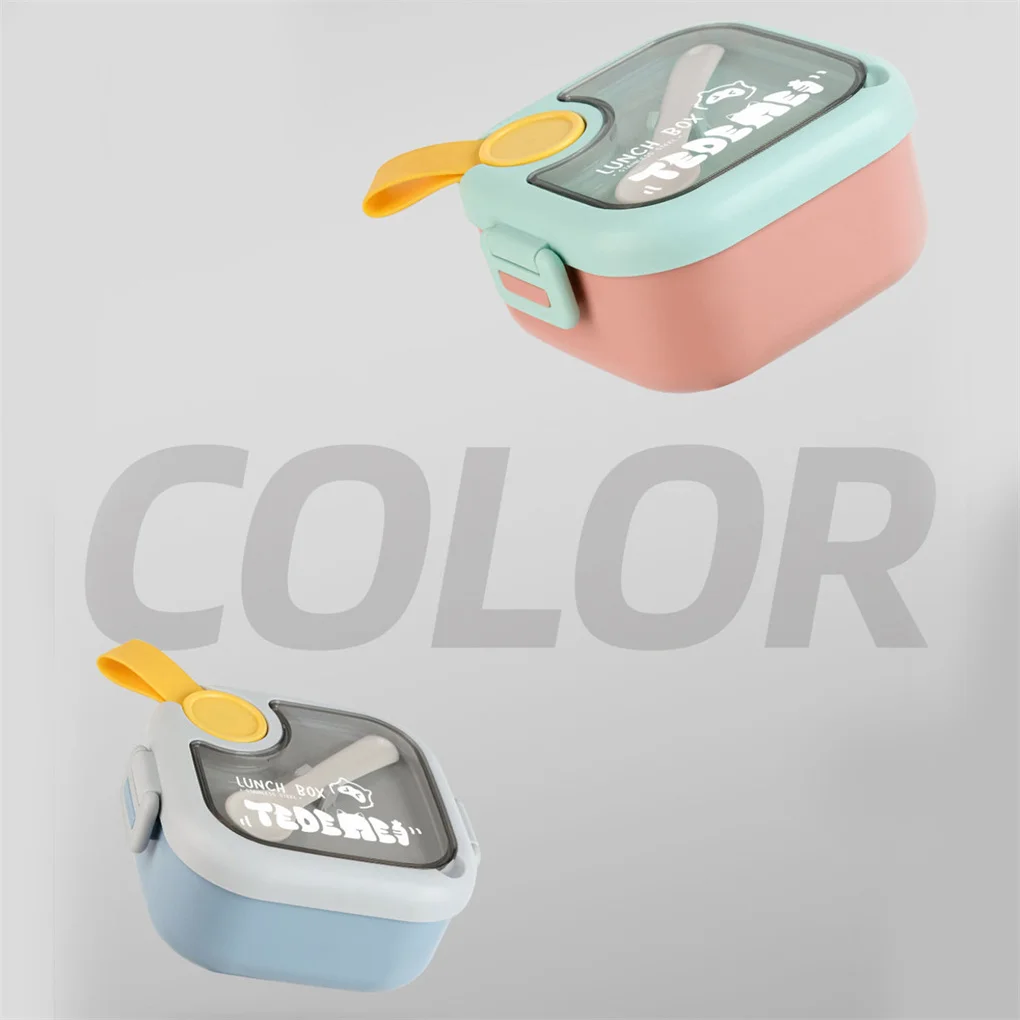 

Baby Food Lunch Box Spoon Detachable Locking Storage Container Washable Carrying Training Infant Bowl with Lid Blue