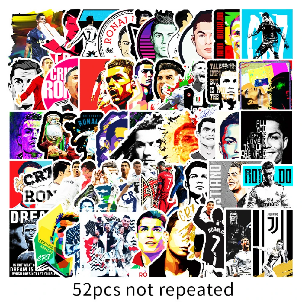 

50pcs Stickers Messi Cristiano Ronaldo Ledger Stickers Football Star Waterproof and Dustproof DIY Water Cup Skateboard Stickers