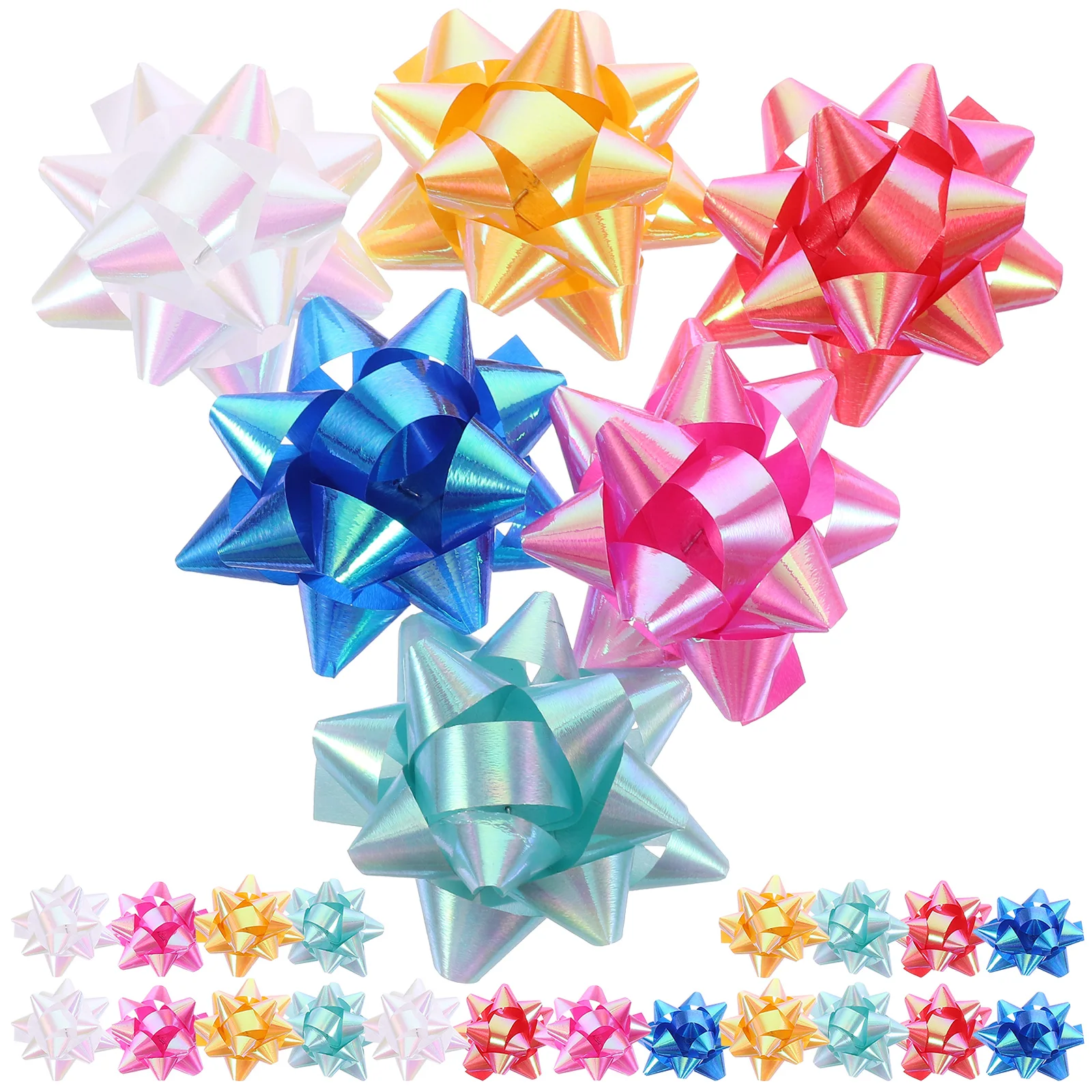 

70pcs 2-Inch Mixed Boxed PVC Star Lace Ribbon Christmas Gift Wrapping Gift Box Decoration Star Ribbon Christmas Gift Packaging